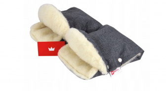 Rukavice na madlo kočíkov ovčia vlna - grey flex