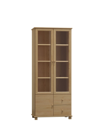 Policový regál - vitrína z masívu borovice 101 80/190/42 cm