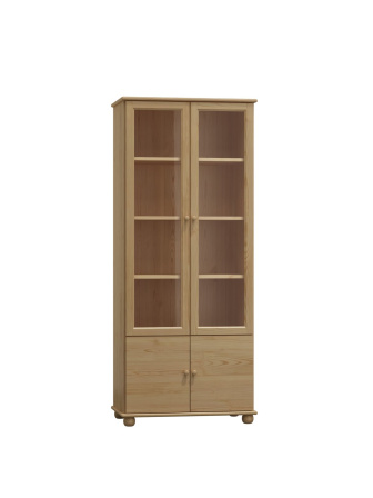 Policový regál - vitrína z masívu borovice 102 80/190/42 cm
