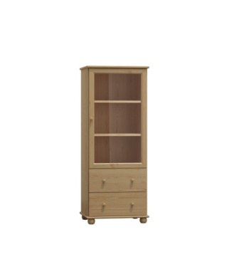 Policový regál - vitrína z masívu borovice 105 60/139/42 cm