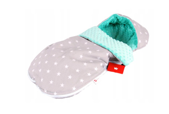 Fusak minky šedá - šedá hviezda + tyrkysová