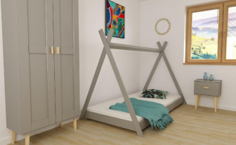 Posteľ teepee 180/80 cm - SIVÁ + rošt ZADARMO