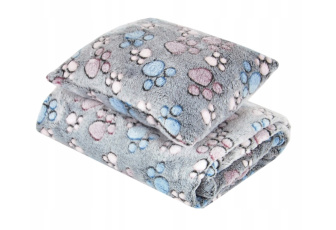 Deka + vankúšik M - sivá packy