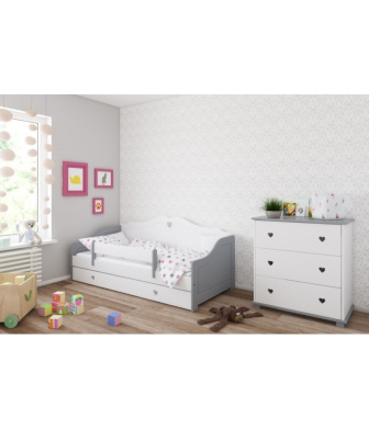 Posteľ  Zina 180/80 cm - sivá/ biela + matrace + šuplík