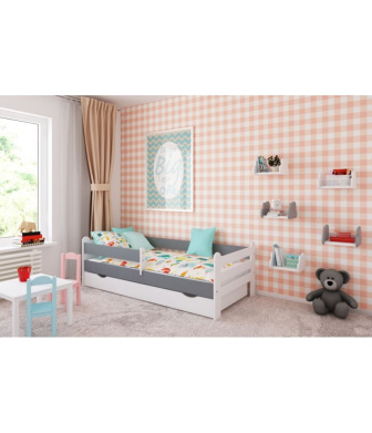 Posteľ  Ronda 180/80 cm - biela/ sivá + matrace + šuplík