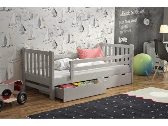 Posteľ z masívu Uberto 90x200 cm - ŠEDÁ + 2 zásuvky + rošt ZADARMO