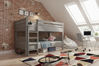 Poschodová posteľ Vojtěch 3v1 90/200 cm - ŠEDÁ + rošty ZADARMO