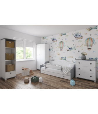 Posteľ  Fiona 80/180 cm - sivá/ biela so šuplíkom