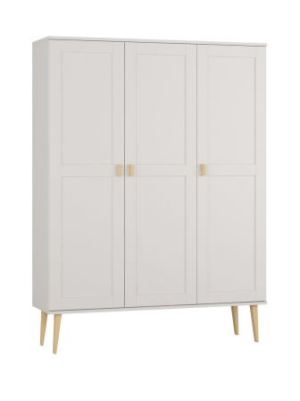 Šatníková skriňa z masívu borovice Nord I biela 135/204/60 cm