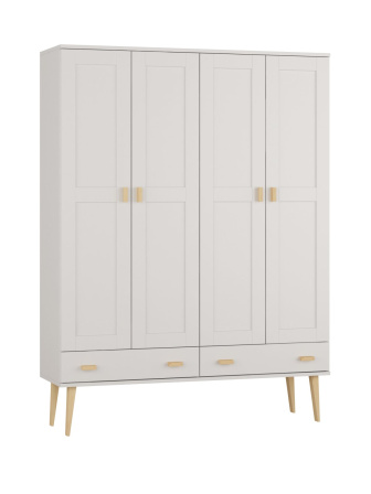 Šatníková skriňa z masívu borovice Nord I biela 175/204/60 cm