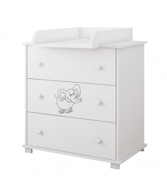Prebaľovacia komoda Gloria - biela/ Slon