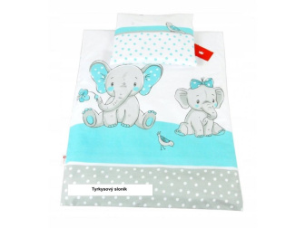 Obliečky do postielky 135/100 cm - sloníci tyrkys