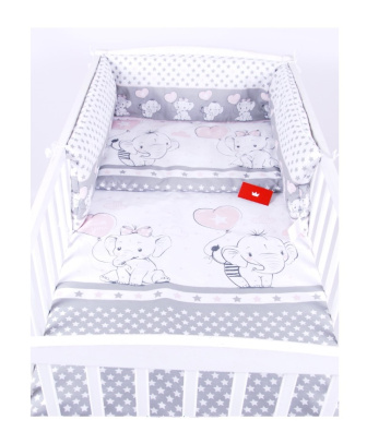 Detské obliečky do postieľky 100/135 cm - slonítka / ružová