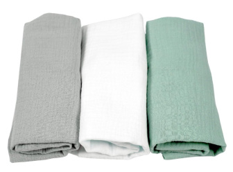 Mušelínové prestieradlo do kočíka / súprava 3 ks - zelená