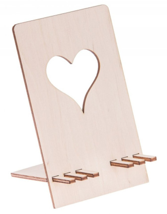 Drevený stojan na mobil - srdce