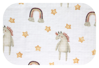 Plienka bavlna potlač - koník a dúha