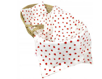 Vankúšik + deka do kočíka mušelín - jahody