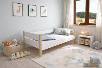 Detská posteľ Tina - BIELA / PRÍRODNÁ 180 x 80 cm + rošt ZADARMO