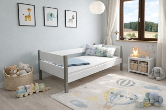 Detská posteľ Tina - BIELA / SIVÁ 160 x 80 cm + rošt ZADARMO