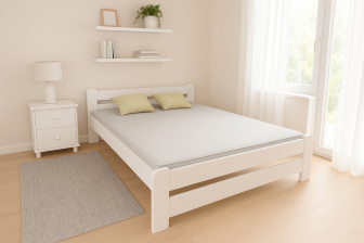 Posteľ zvýšená z masívu Halina 120x200 cm biela + rošt ZADARMO