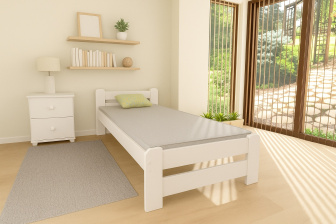 Posteľ zvýšená z masívu Halina 90x200 cm biela + rošt ZADARMO