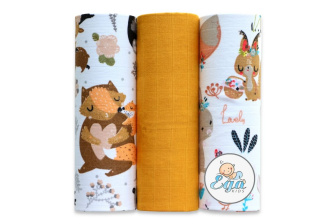 Plienka mušelínová - 3 ks - veverička