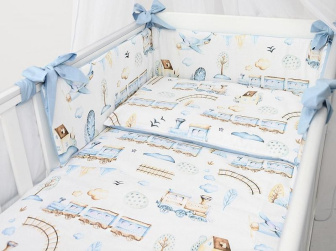 Postieľka s kompletnou výbavou vláčik