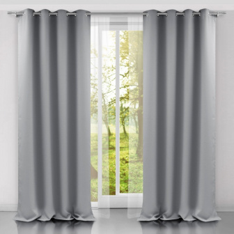 Záves 140/250 cm zatemňujúci s oky - jasno šedá