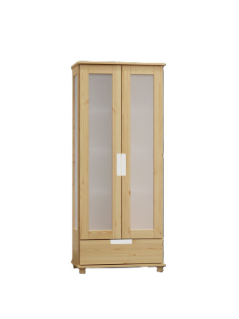 Vitrína z masívu borovice Thorax 80/190/42 cm - čiré sklo